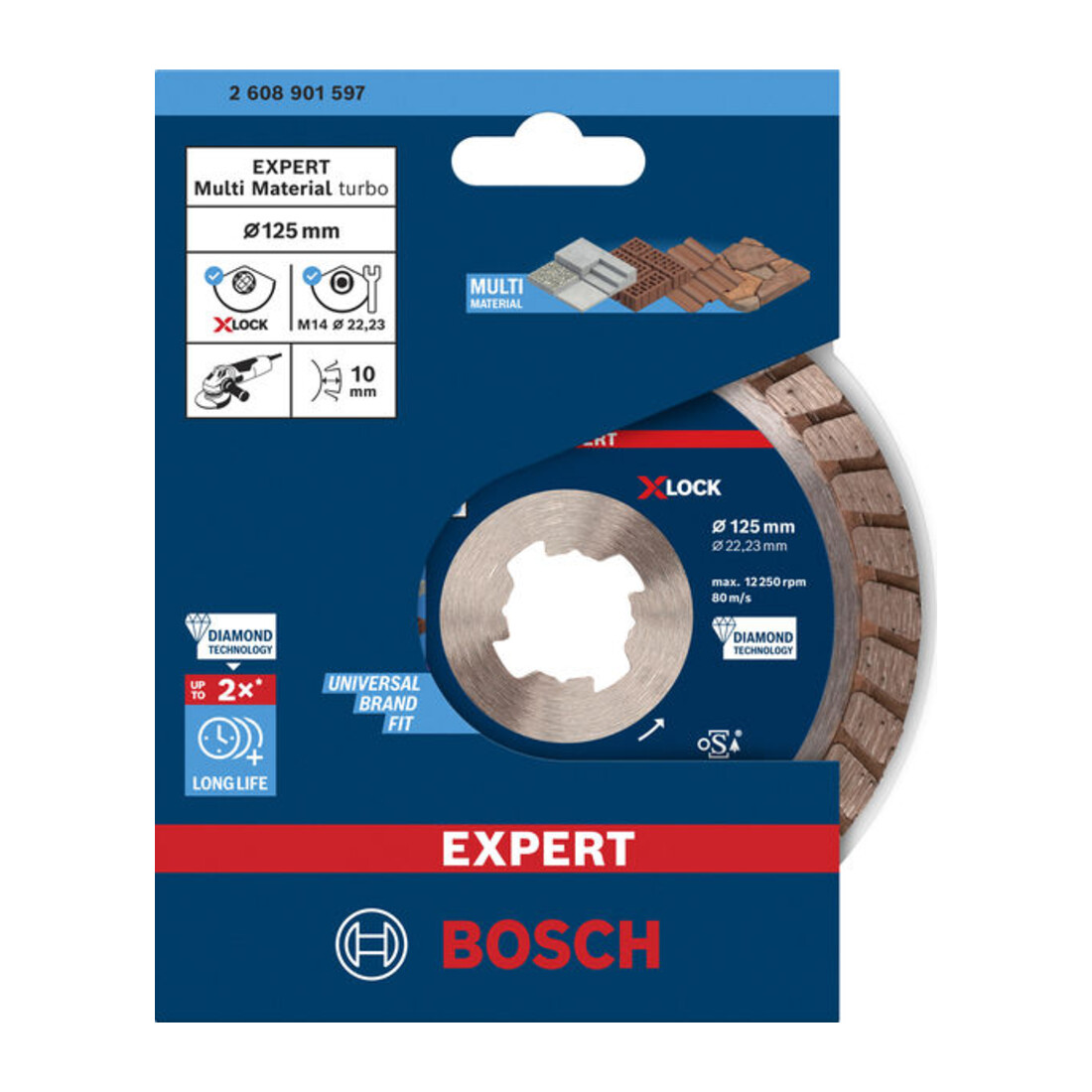 Bosch EXPERT MultiMaterial X-LOCK Disques à tronçonner diamantés, 125 x 22,23 x 2,4 x 12 mm