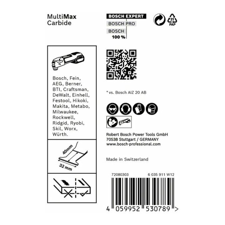 Bosch Expert MultiMax AIZ 32 APIT Blatt für Multifunktionswerkzeuge, 32 mm