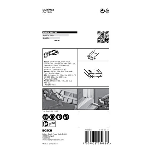 Bosch EXPERT MultiMax PAII 52 APIT Blat voor multifunctioneel gereedschap 52mm voor oscillerend multifunctioneel gereedschap
