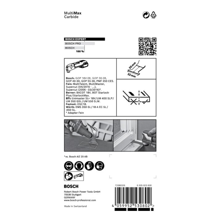 Bosch Expert MultiMax PAIZ 32 APIT lame pour outils multifonctions, 32 mm