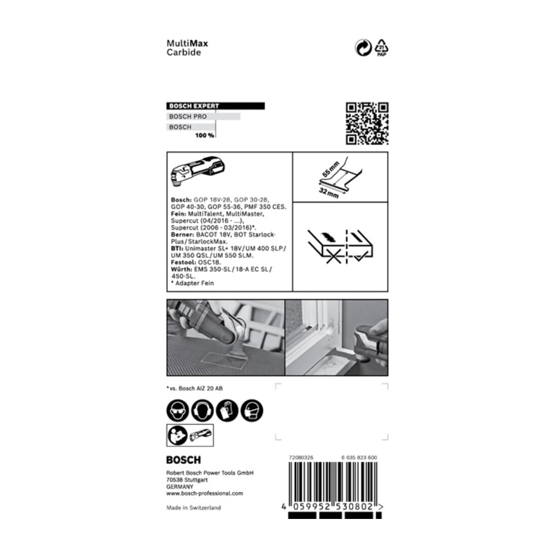 Bosch Expert MultiMax PAIZ 32 APIT lame pour outils multifonctions, 32 mm