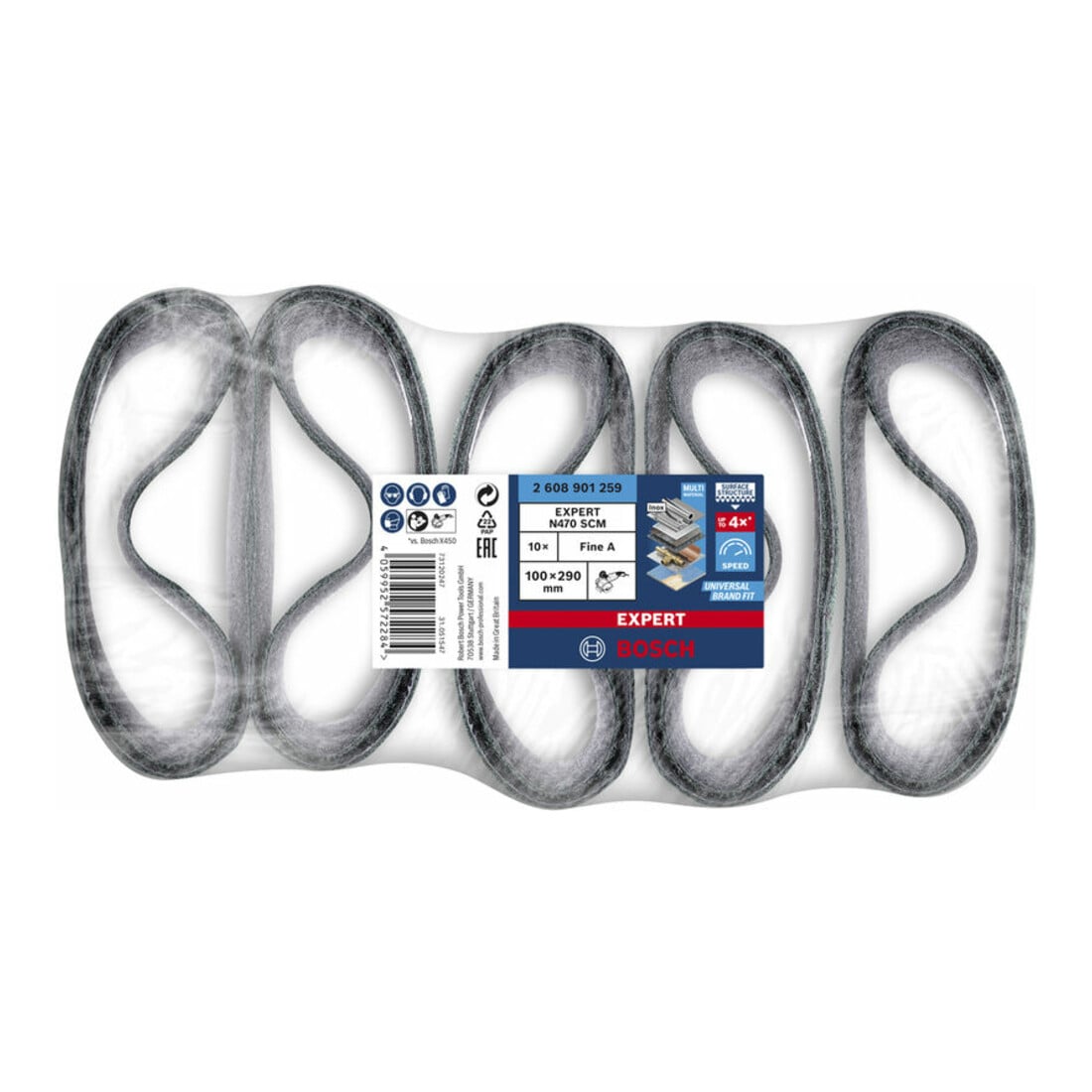Bosch EXPERT N470 schuurkoker voor satineermachines 100 x 290mm 90mm fijn 10-delig voor satineermachines