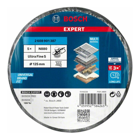 Bosch Expert N880 disque en polaire pour ponceuse orbitale aléatoire, 128 mm, fin