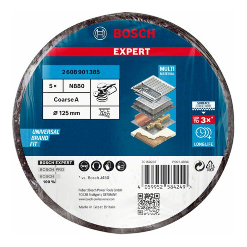 Bosch Expert N880 disque en polaire pour ponceuse orbitale aléatoire, 128 mm, grossier