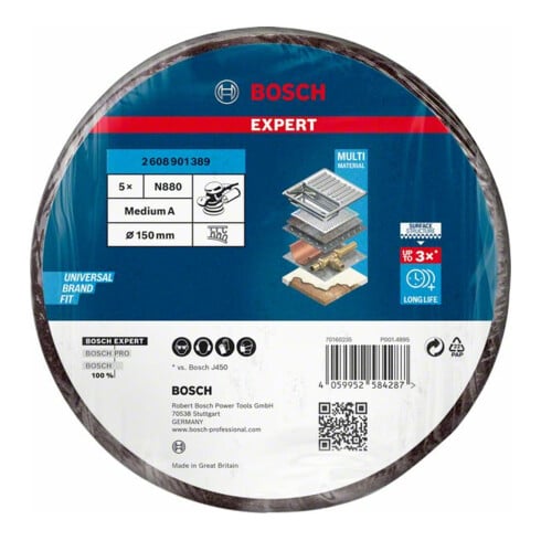 Bosch Expert N880 disque molletonné pour ponceuse orbitale aléatoire, 150 mm, moyen