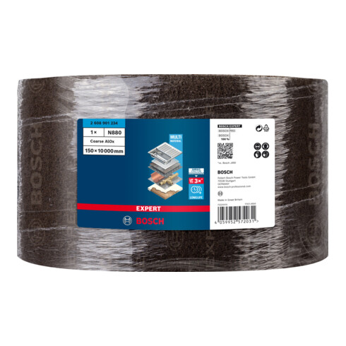 Bosch EXPERT N880 vliesrol voor handschuren 150mm x 10m grof A 10-delig voor handschuren