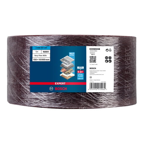 Bosch EXPERT N880 vliesrol voor handschuren 150mm x 10m zeer fijn A 10-delig voor handschuren