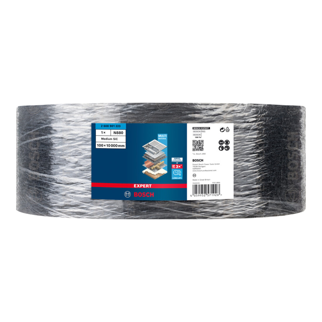 Bosch EXPERT N880 Vliesrolle zum Handschleifen 100mm x 10m Medium S 10-tlg. für Handschleifen