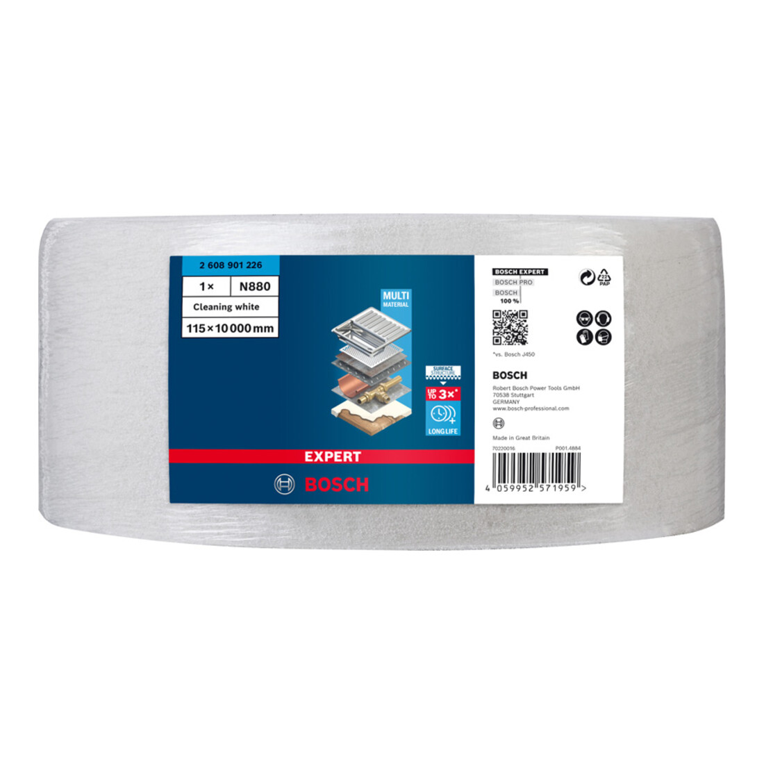 Bosch EXPERT N880 Vliesrolle zum Handschleifen 115mm x 10m Reinigung 10-tlg. für Handschleifen