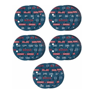 Bosch EXPERT O780 Foil Schleiffolie Set, 125 mm, G60/G80/G120/G180, G240, 55-tlg.