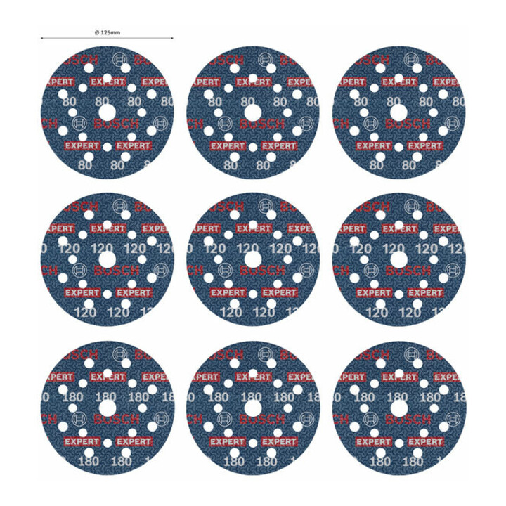 Bosch EXPERT O780 Foil Schleiffolien-Set, 125 mm, G80/G120/G180, 9-tlg.