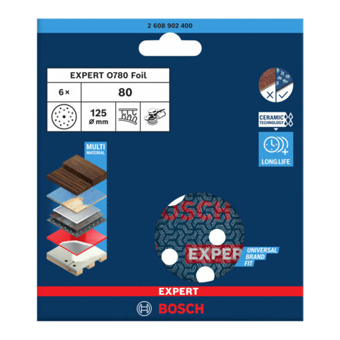 Bosch EXPERT O780 Folienschleifscheibe, 125 mm, G80