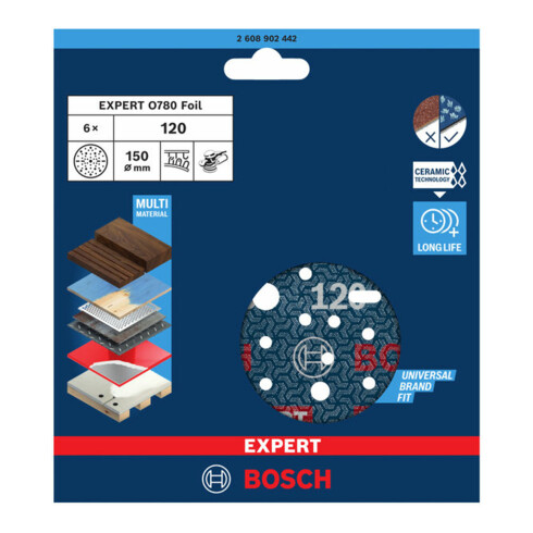 Bosch EXPERT O780 Folienschleifscheibe, 150 mm, G120