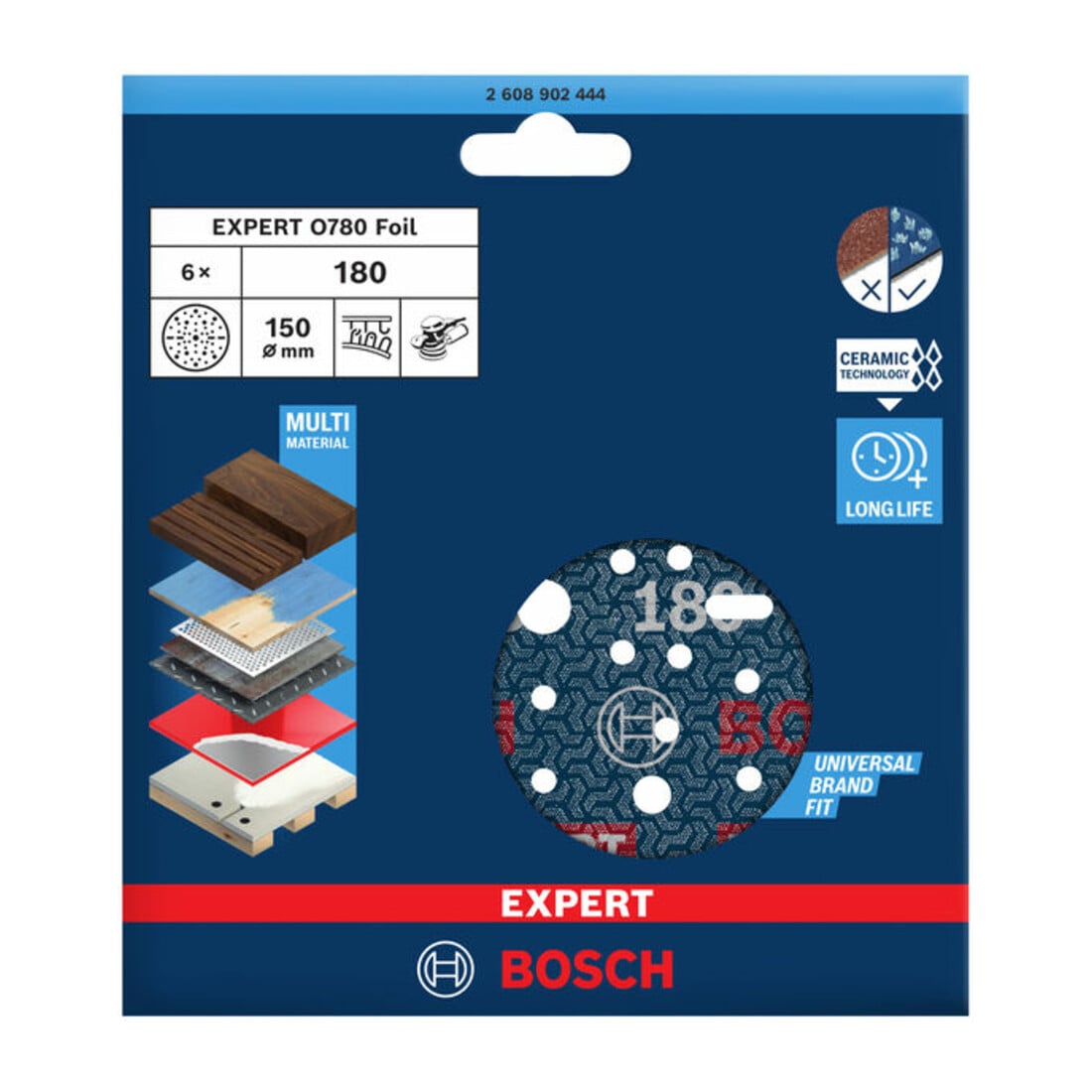 Bosch EXPERT O780 Folienschleifscheibe, 150 mm, G180