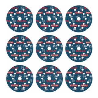 Bosch EXPERT O780 Set de feuilles abrasives, 125 mm, G80/G120/G180, 9 pcs