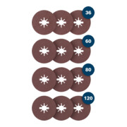 Bosch EXPERT per metallo Disco abrasivo in fibra R444, 125 mm, K36|60|80|120, X-LOCK, 12 pz.