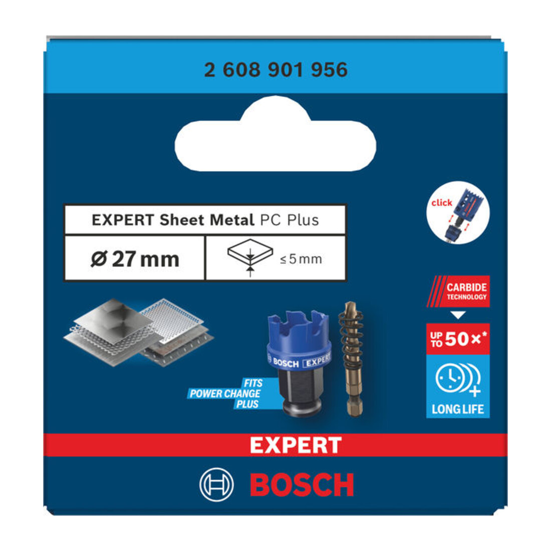 Bosch EXPERT Plaatschaar Power Change Plus gatenzaag, 27 x 5 mm