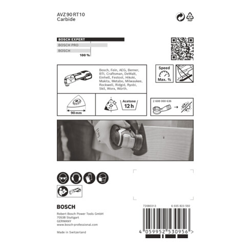 Plaque de ponçage Bosch EXPERT AVZ 90 RT6 Lame pour outils multifonctions