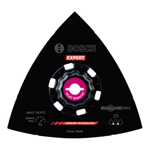 Bosch Expert Plaque de ponçage MAVZ 116 RT2 Lame pour outils multifonctions, 116 mm