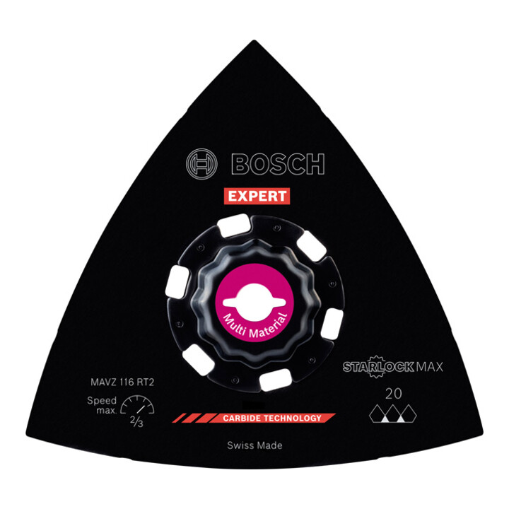 Bosch Expert Plaque de ponçage MAVZ 116 RT2 Lame pour outils multifonctions, 116 mm