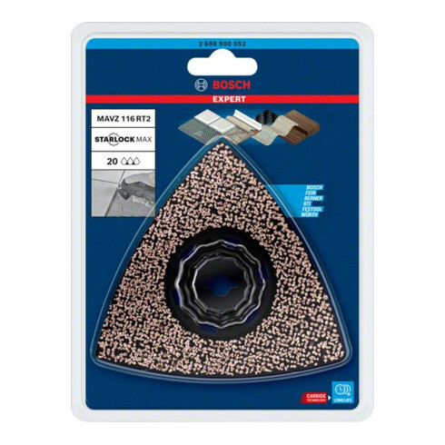 Bosch Expert Plaque de ponçage MAVZ 116 RT2 Lame pour outils multifonctions, 116 mm