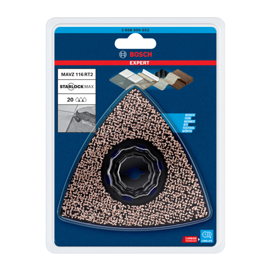 Bosch Expert Plaque de ponçage MAVZ 116 RT2 Lame pour outils multifonctions, 116 mm