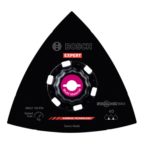 Bosch Expert Plaque de ponçage MAVZ 116 RT4 Lame pour outils multifonctions, 116 mm
