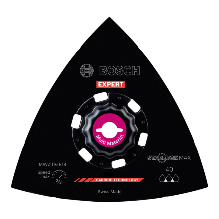 Bosch Expert Plaque de ponçage MAVZ 116 RT4 Lame pour outils multifonctions, 116 mm