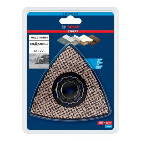 Bosch Expert Plaque de ponçage MAVZ 116 RT4 Lame pour outils multifonctions, 116 mm