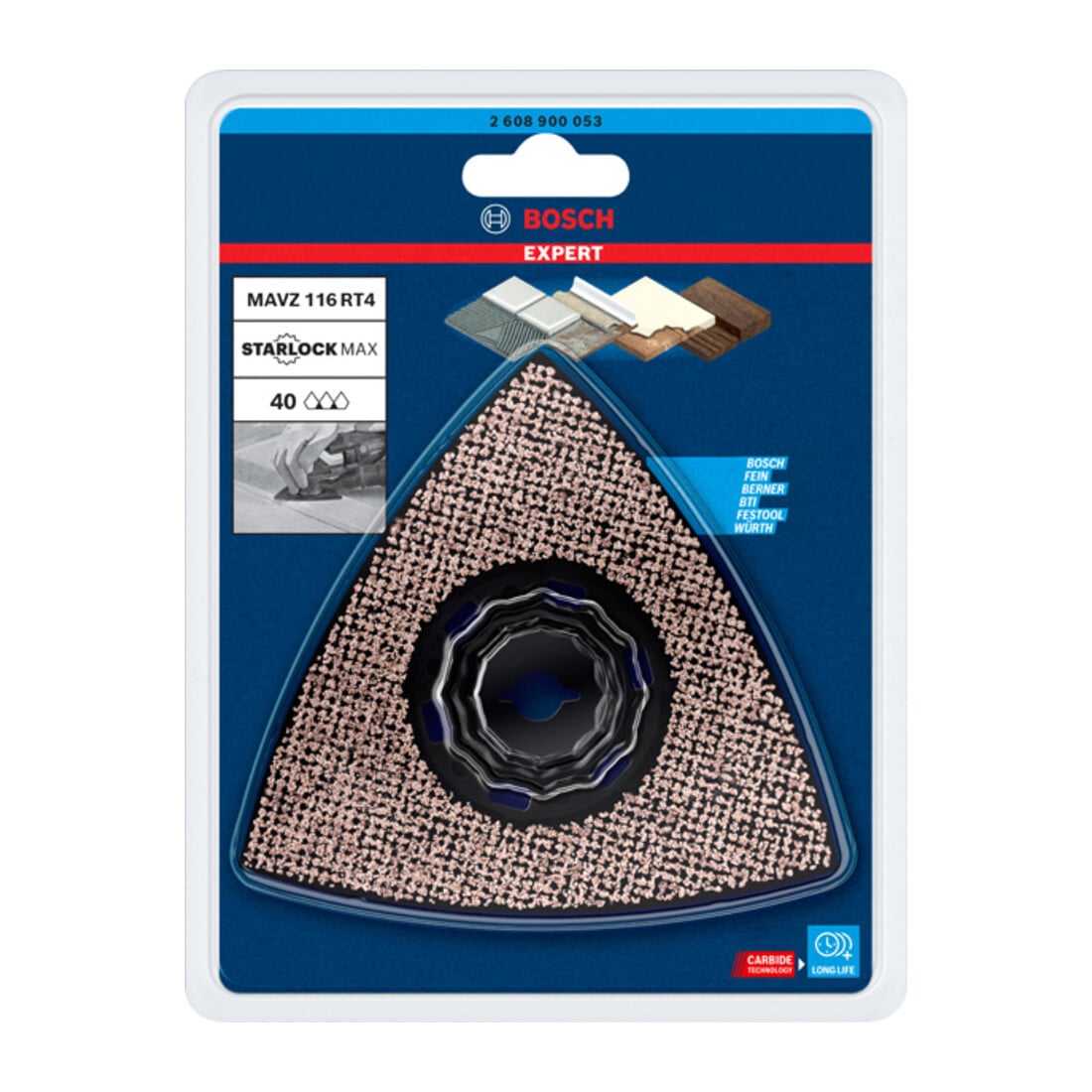Bosch Expert Plaque de ponçage MAVZ 116 RT4 Lame pour outils multifonctions, 116 mm