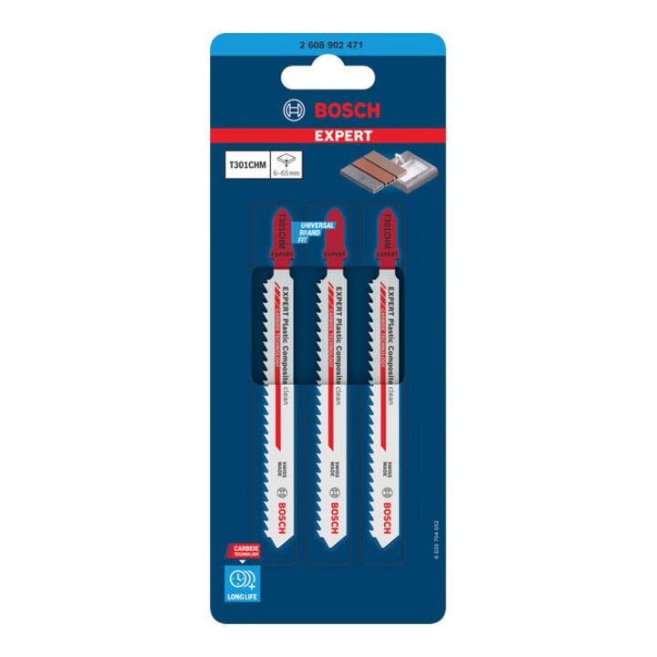 Bosch EXPERT Plastic Composites clean T301CHM Stichsägeblatt, 3-tlg.