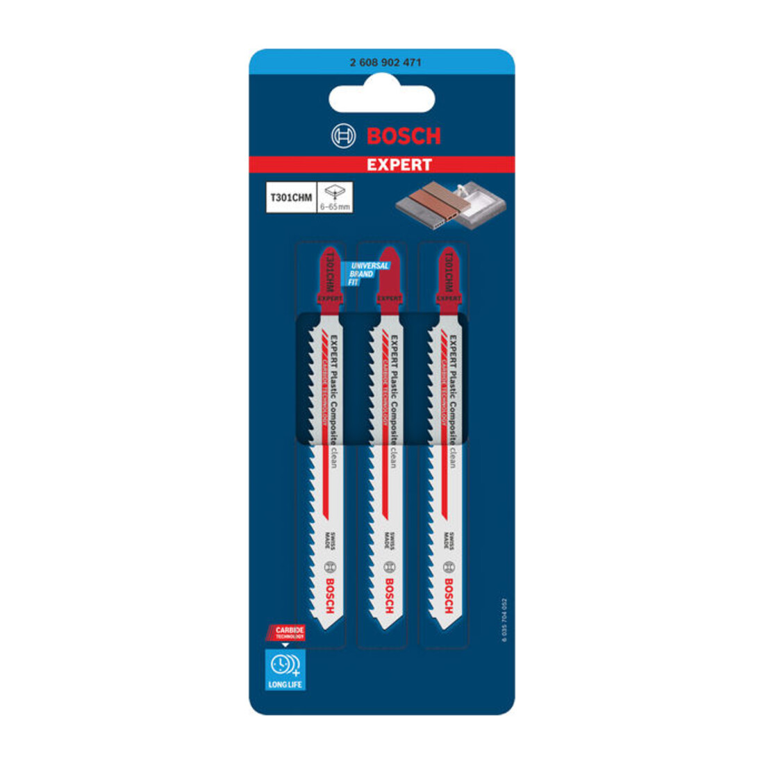 Bosch EXPERT Plastic Composites clean T301CHM Stichsägeblatt, 3-tlg.