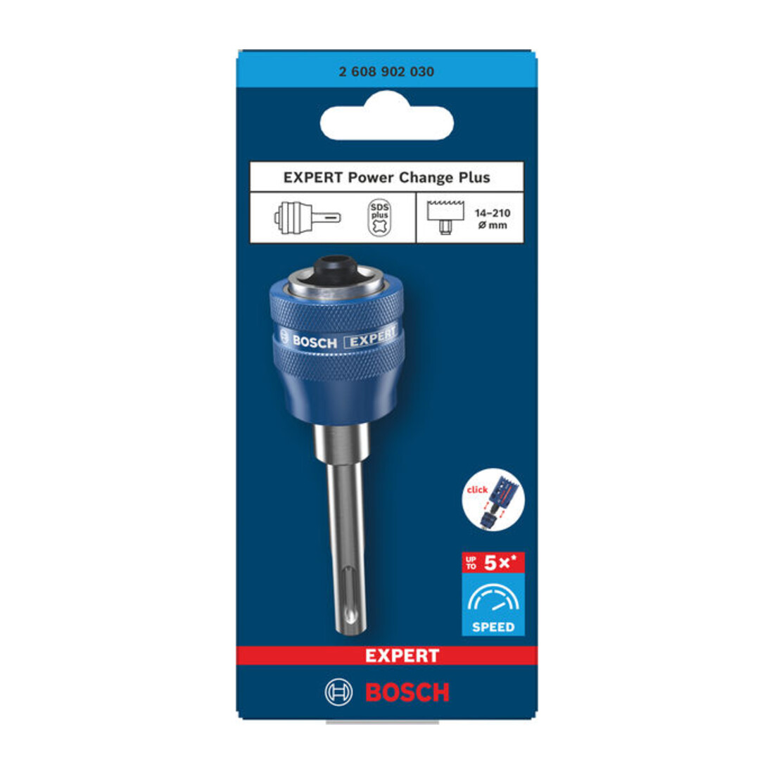 Bosch EXPERT Power Change Plus Adaptateur avec support à clipser, SDS-Plus