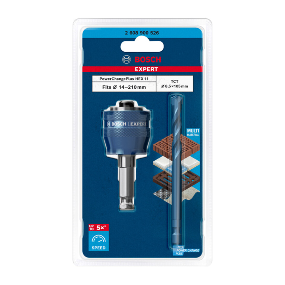 Bosch EXPERT Power Change Plus Adapter 11mm TCT-Bohrer 8,5 x 105mm 2-tlg. für Dreh- und Schlagbohrer