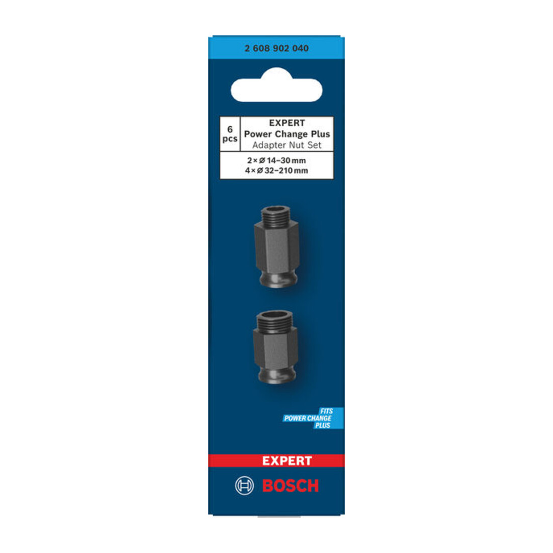 Bosch EXPERT Power Change Plus Adaptermuttern-Set, 2x 14-30 mm, 4x 32-210 mm