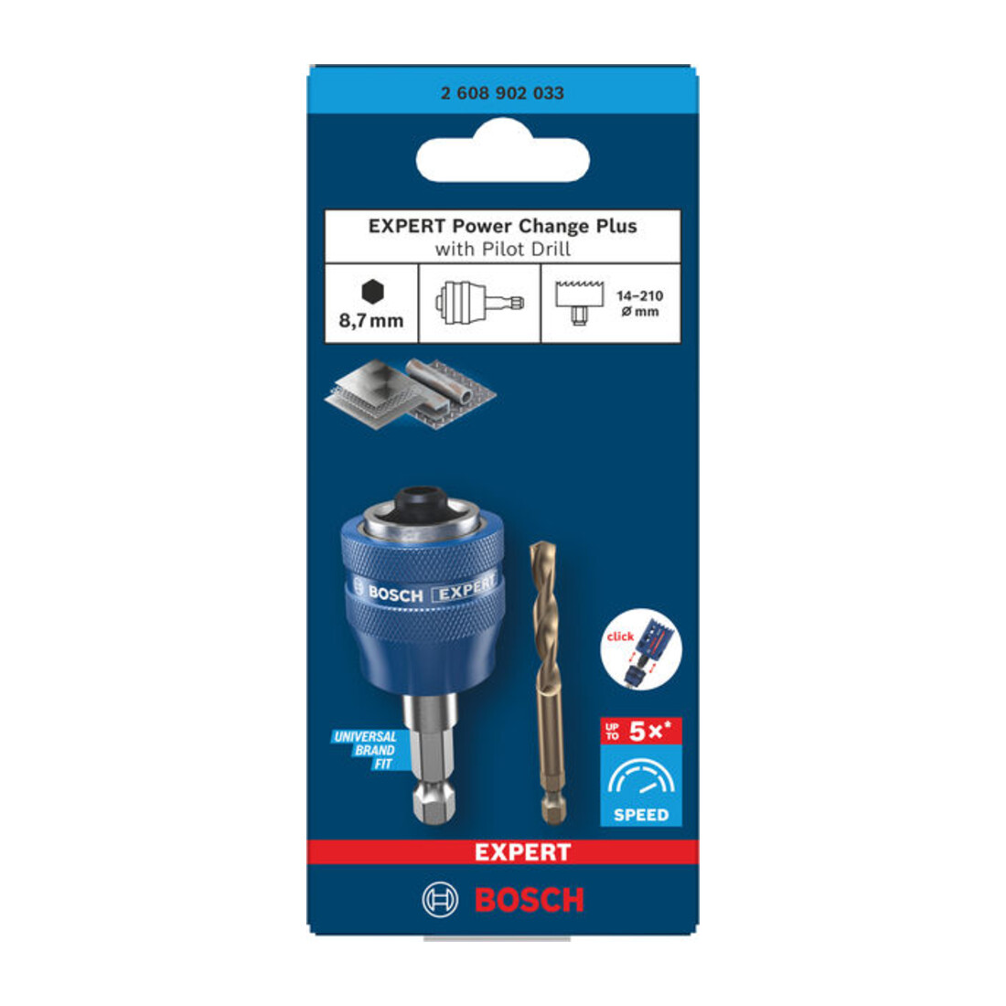 Bosch EXPERT Power Change Plus attacco con preforatura, esagono 8,7 mm, HSS-Co, 7,15x25x65 mm