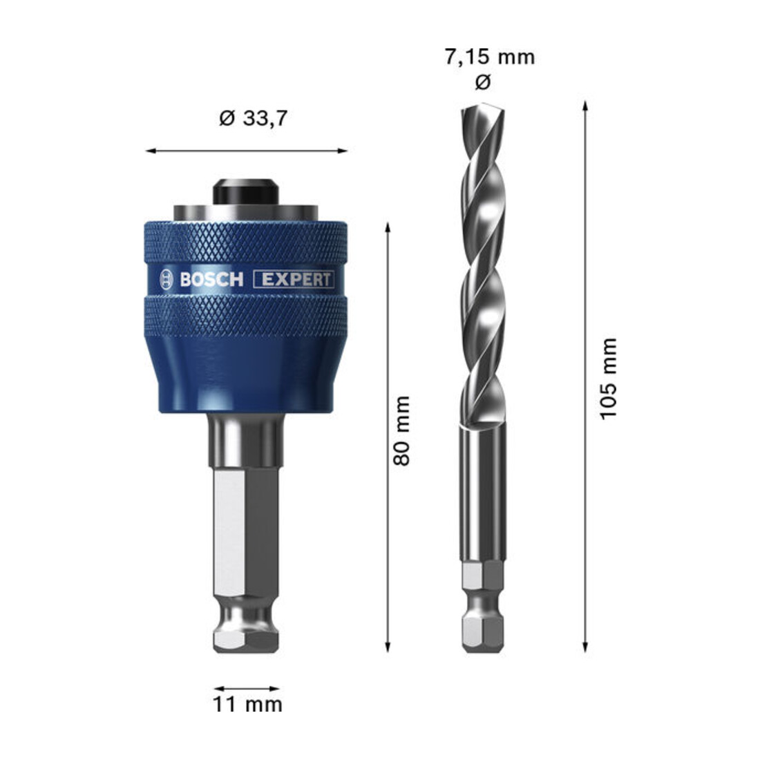 Bosch EXPERT Power Change Plus con punta centrante, Ø7,5 x 60 x 105 mm, 2 pezzi