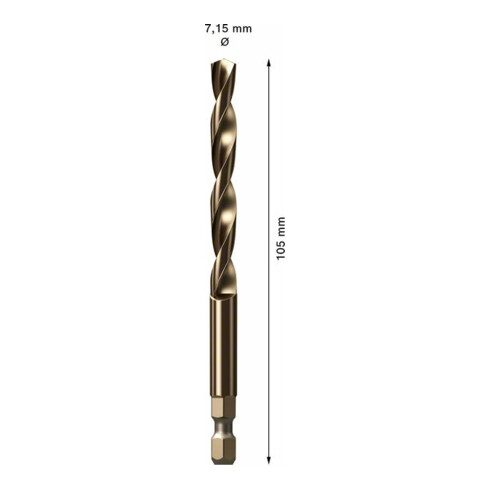 Bosch Expert Power Change Plus foret central HSS-Co, 7,15 x 105 mm