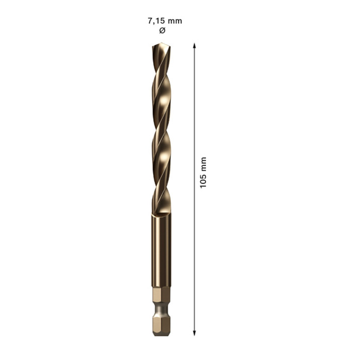 Bosch Expert Power Change Plus foret central HSS-Co, 7,15 x 105 mm