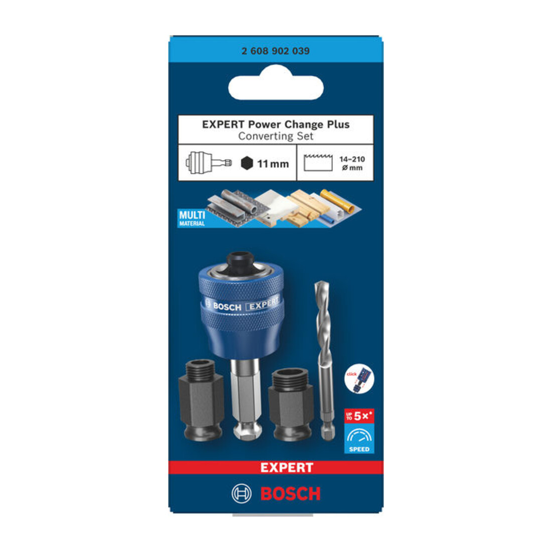 Bosch EXPERT Power Change Plus jeu de conversion, clé HEX 11 mm, HSS-G, 7,15x45x85 mm, 2 adaptateurs avec