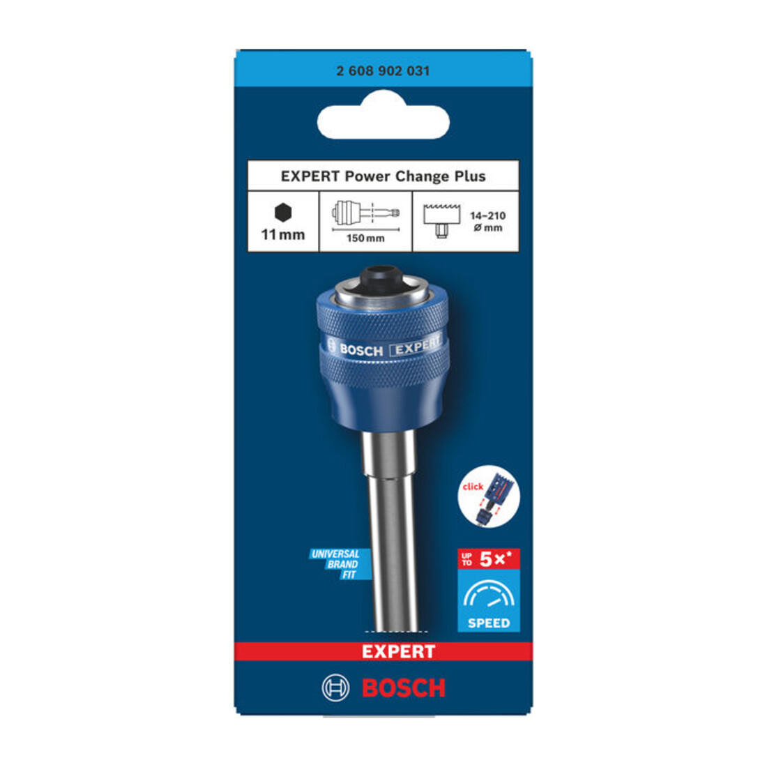 Bosch EXPERT Power Change Plus rallonge d’adaptateur de perçage, hexagonal 11 mm, 150 mm