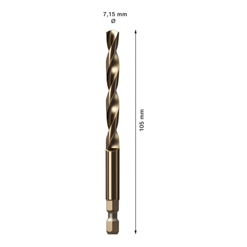 Bosch EXPERT Power Change Plus Zentrierbohrer HSS-Co 7,15 x 105mm für Dreh- und Schlagbohrer