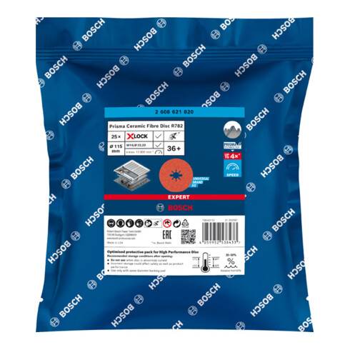 Bosch Expert R782 Prisma Ceramic X-LOCK Fiberscheibe, 115 mm, 22,23 mm, G 36