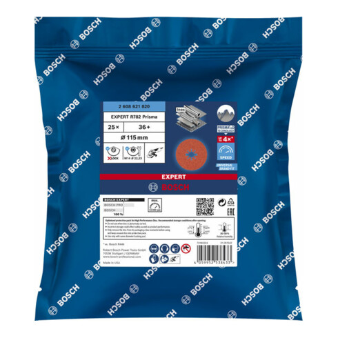 Bosch Expert R782 Prisma Ceramic X-LOCK Fiberscheibe, 115 mm, 22,23 mm, G 36