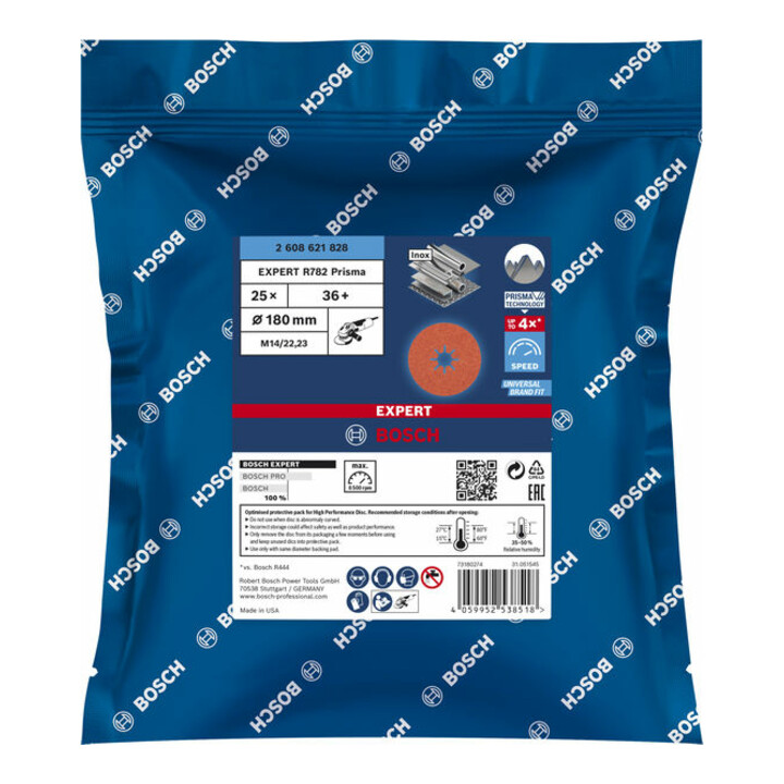 Bosch Expert R782 Prisma Disque en fibre céramique, 180 mm, 22,23 mm, G 36