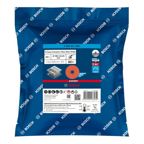 Bosch Expert R782 Prisma Disque en fibre céramique, 180 mm, 22,23 mm, G 80