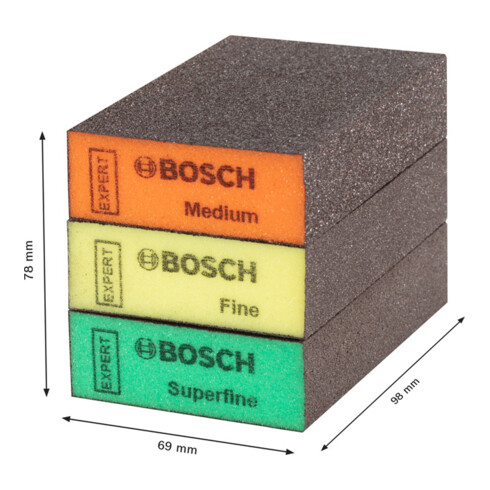 Bosch EXPERT S471 Bloc standard 69 x 97 x 26mm M, F SF 3 pièces pour le ponçage manuel
