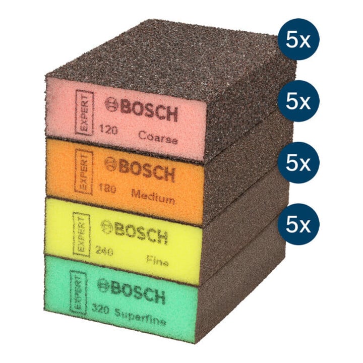 Bosch EXPERT S471 Standard-Schleifblock, 26x69x97mm, grob/mittel/fein/superfein, 20St.