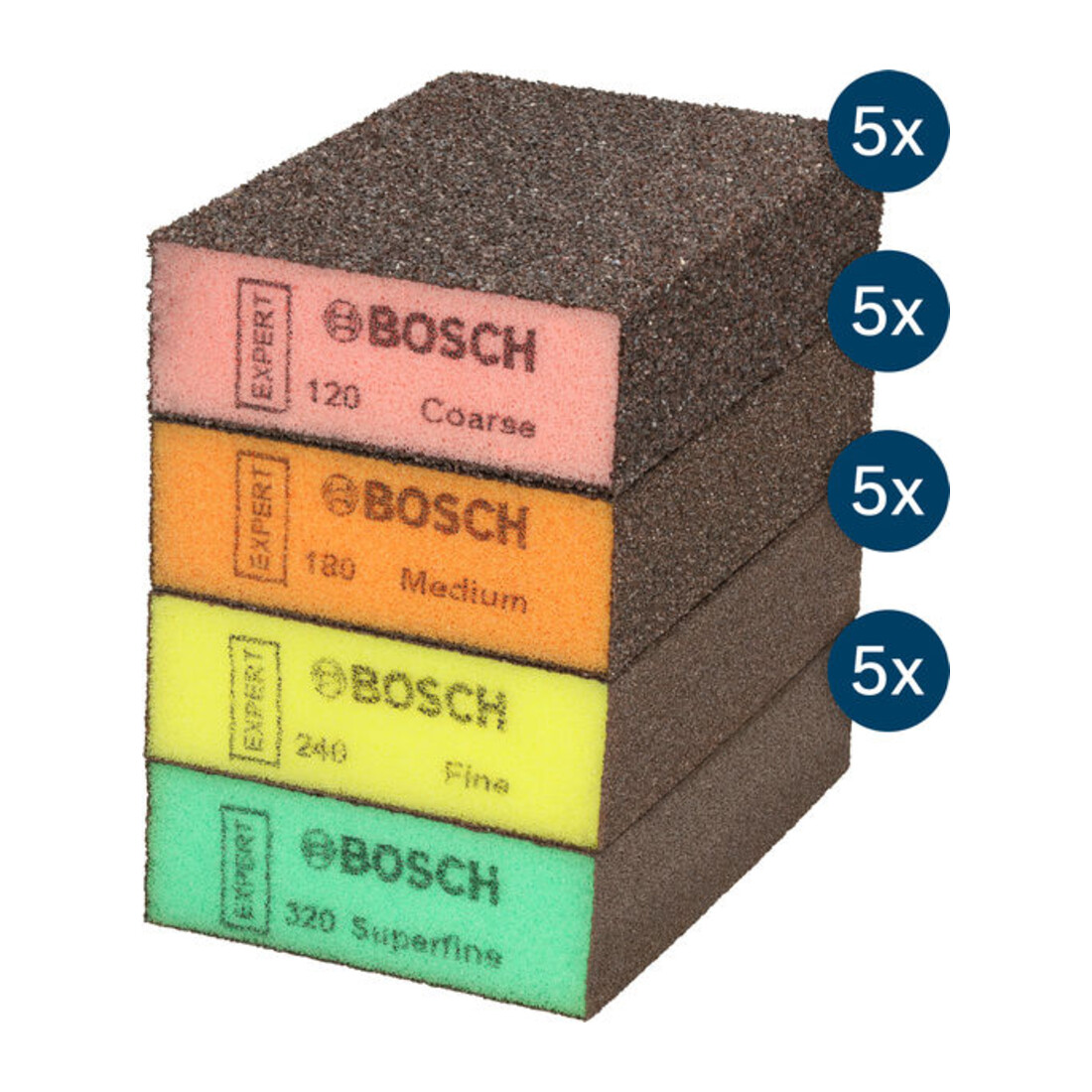 Bosch EXPERT S471 Standard-Schleifblock, 26x69x97mm, grob/mittel/fein/superfein, 20St.