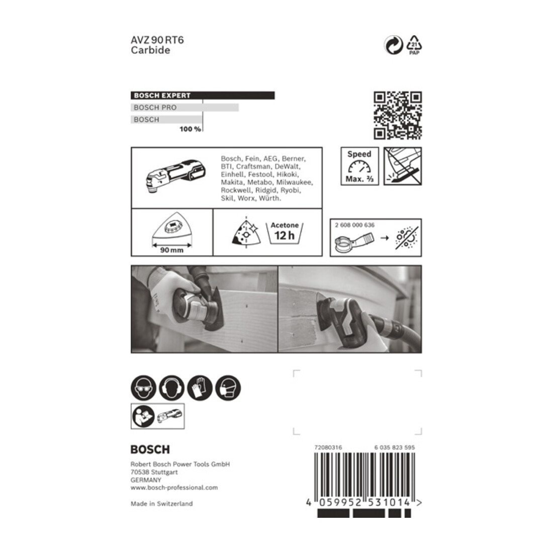 Bosch EXPERT Sanding Plate AVZ 90 RT6 Blatt für Multifunktionswerkzeuge